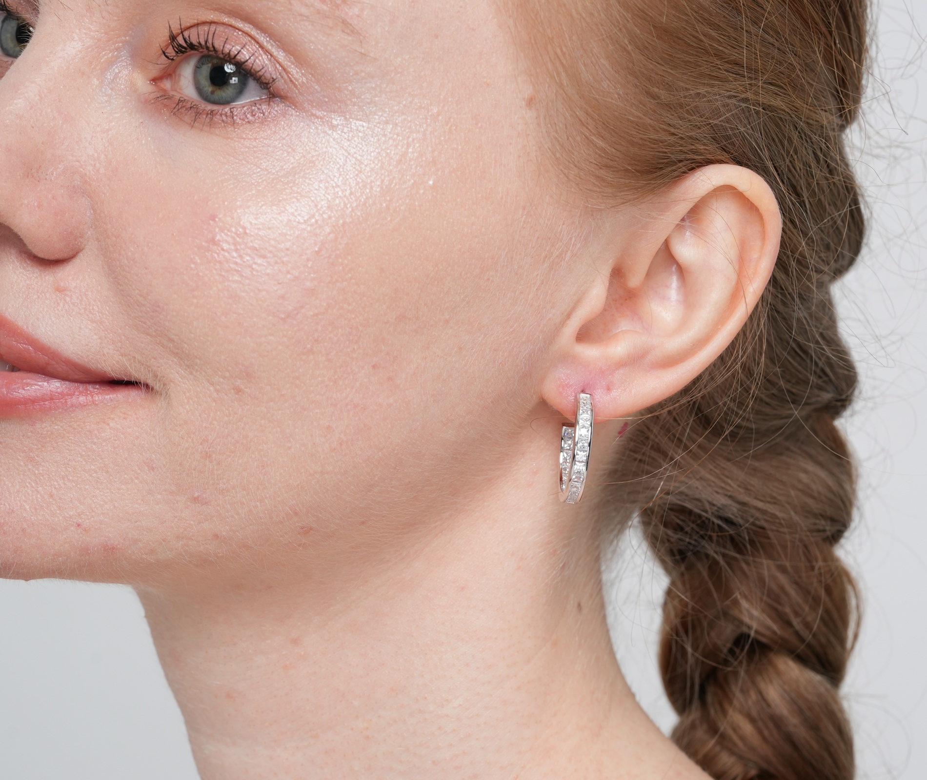 Shining Star Jewelry Iced Moissanite Princess Cut Sterling Silver Stud Earrings