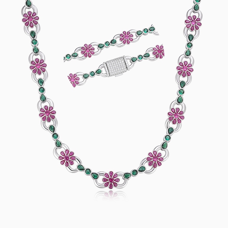 Shining Star Flower Necklace Wholesale Hip Hop Jewelry