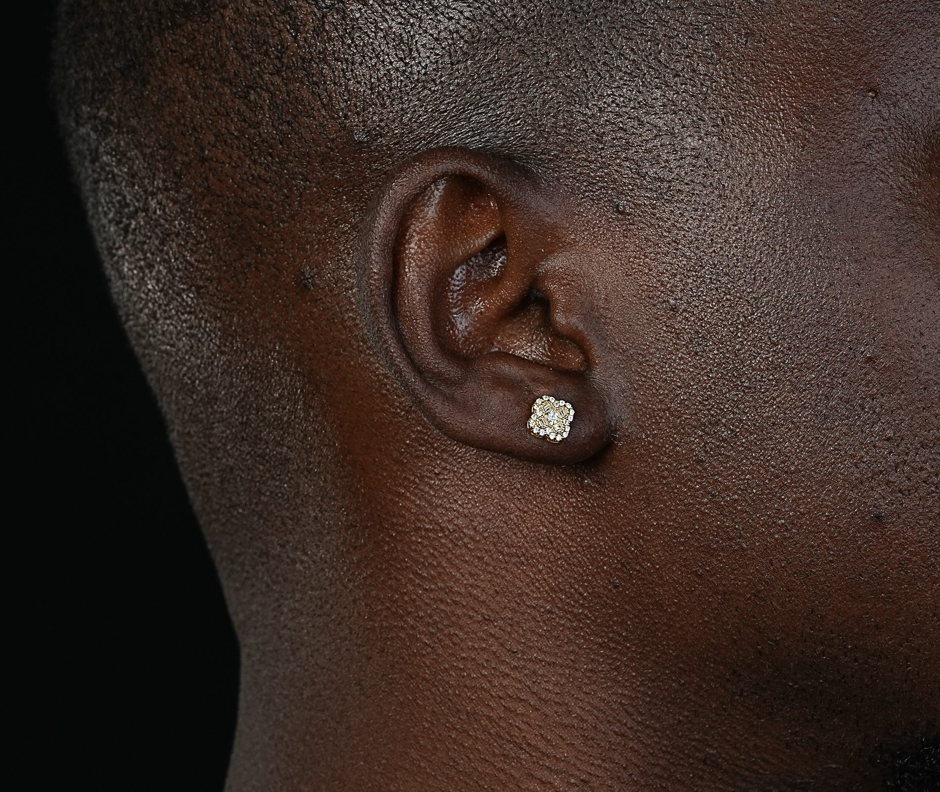 Shining Star Jewelry Fashionable Hiphop Men Lucky Four Leaf Clover Stud Earrings