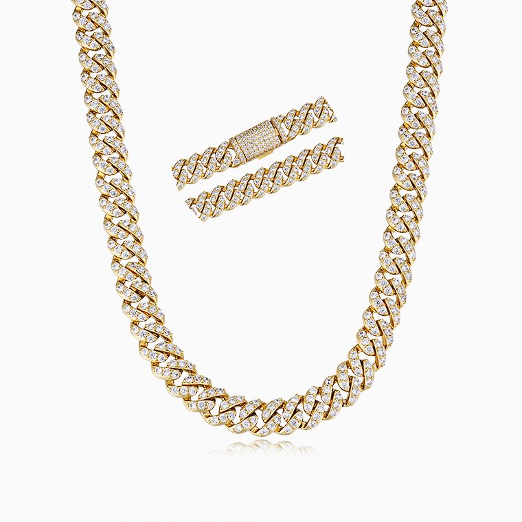 Moissanite Cuban link necklace, 925 sterling silver necklace,