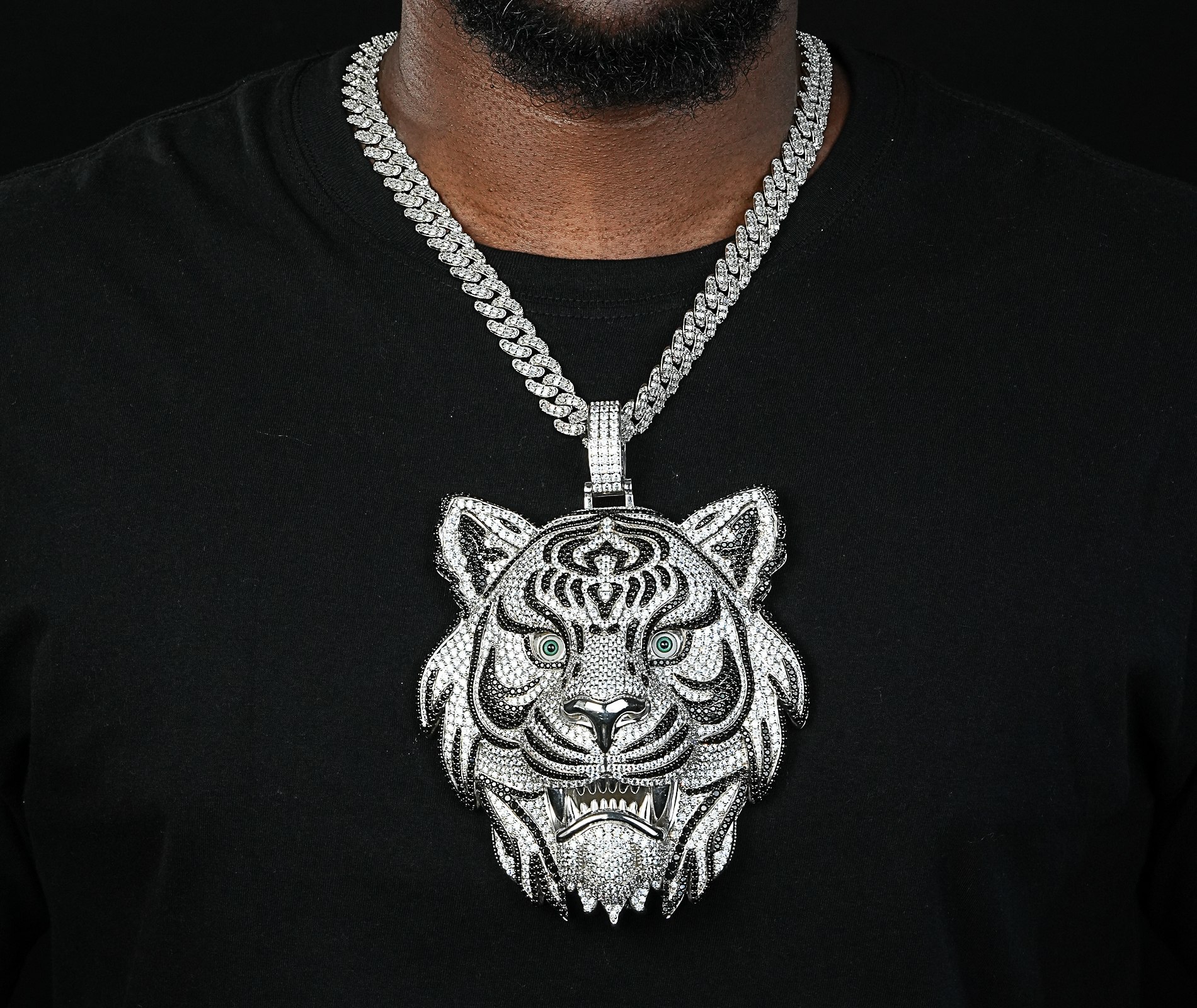 Shining Star Jewelry Custom Animal Tiger Pendant Mens Moissanite Diamond Pendant