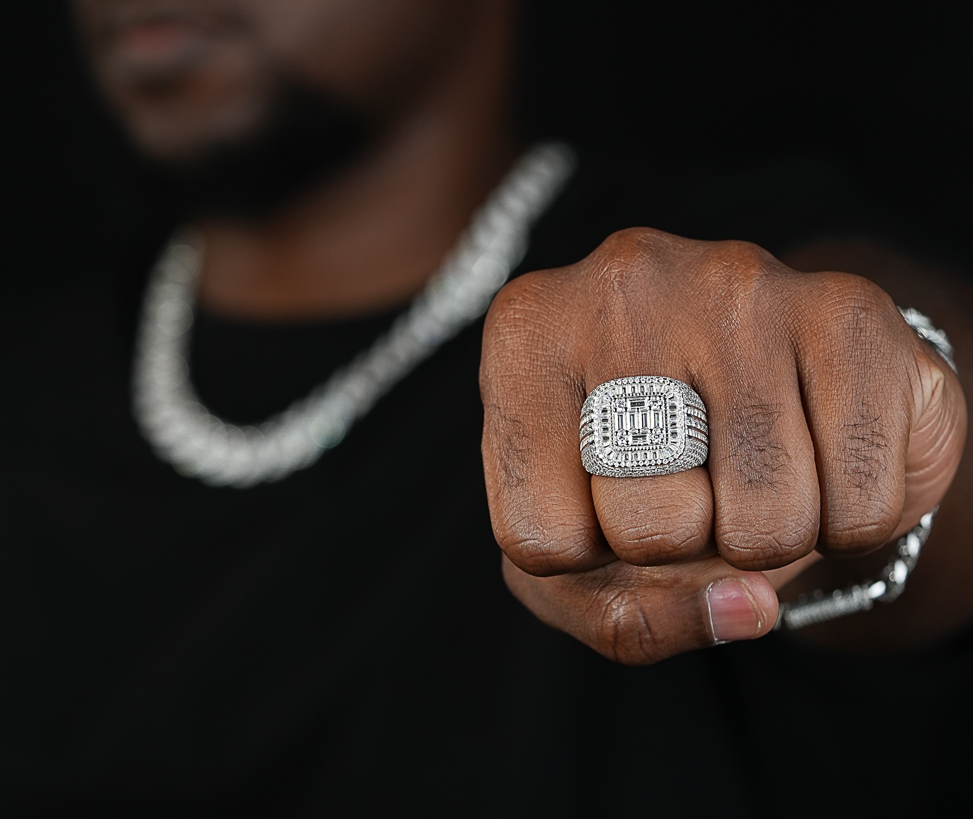 Shining Star Jewelry Square Shape Sparking Moissanite Hip Hop Classic Men Ring