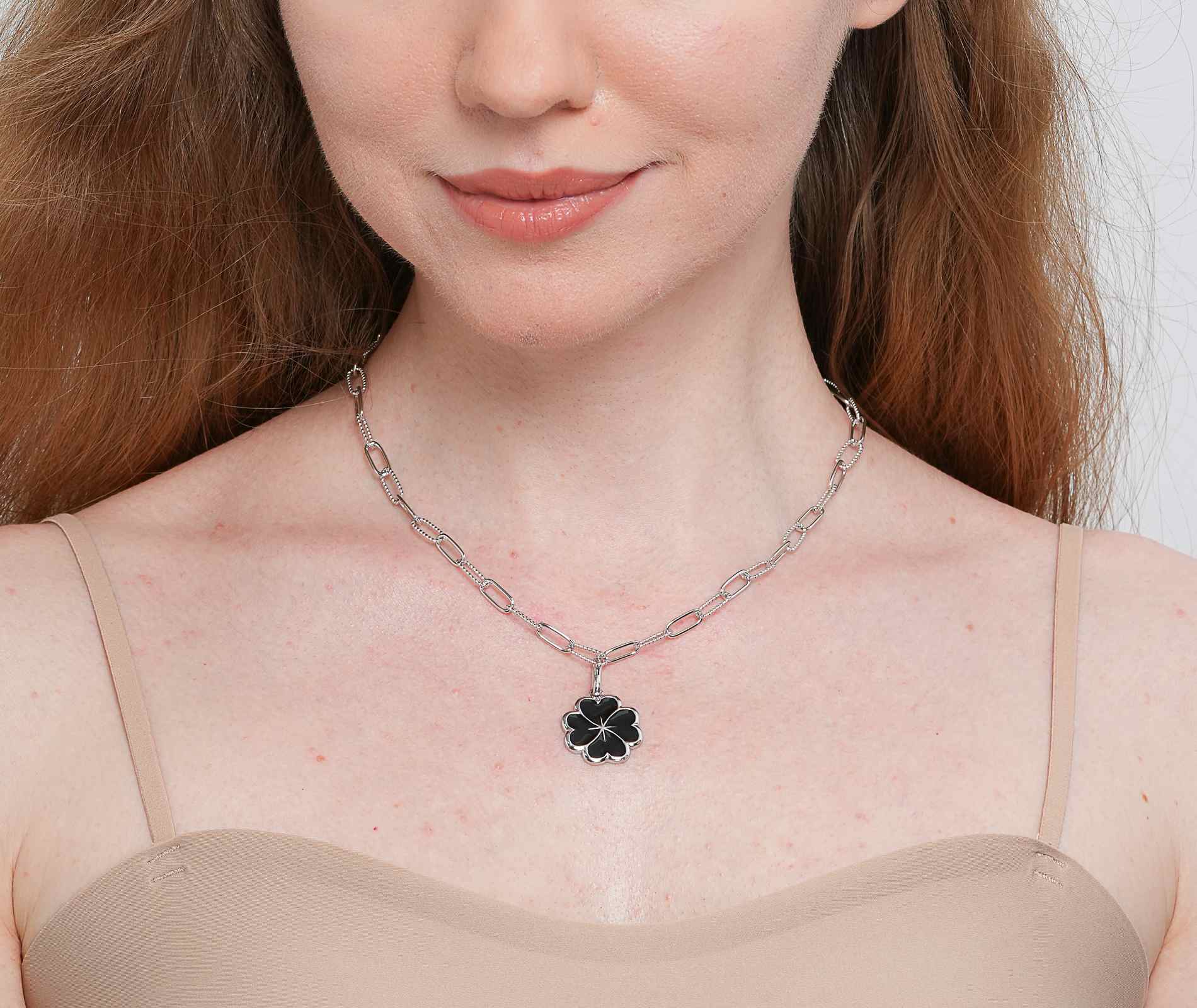 Shining Star Jewelry Women's Lucky Gift Rhodium Smooth Four Leaf Clover Necklace Shining Star Jewelry Women's Lucky Gift Rhodium Smooth Four Leaf Clover Necklace