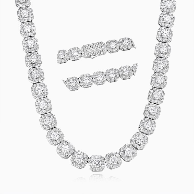 Moissanite Cuban link necklace, 925 sterling silver necklace, Iced out necklace