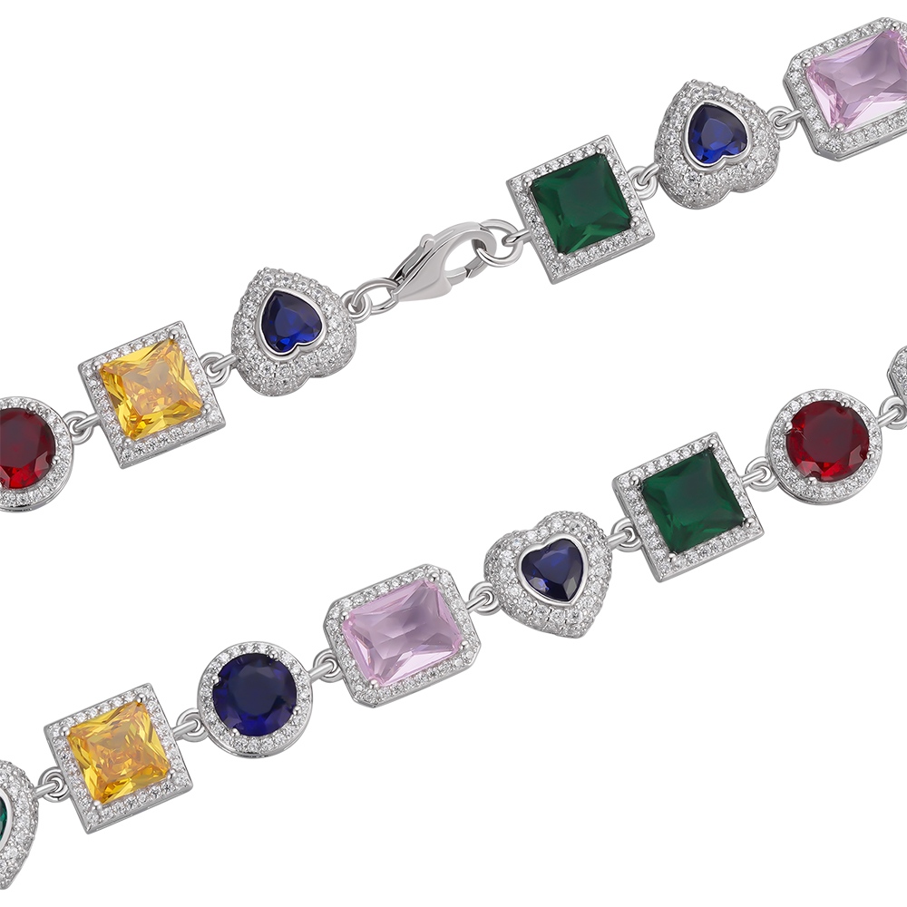 Shining Star Jewelry Mixed Gemstone Tennis Chain Colored Necklace For Women Shining Star Jewelry Mixed Gemstone Tennis Chain Colored Necklace For Women