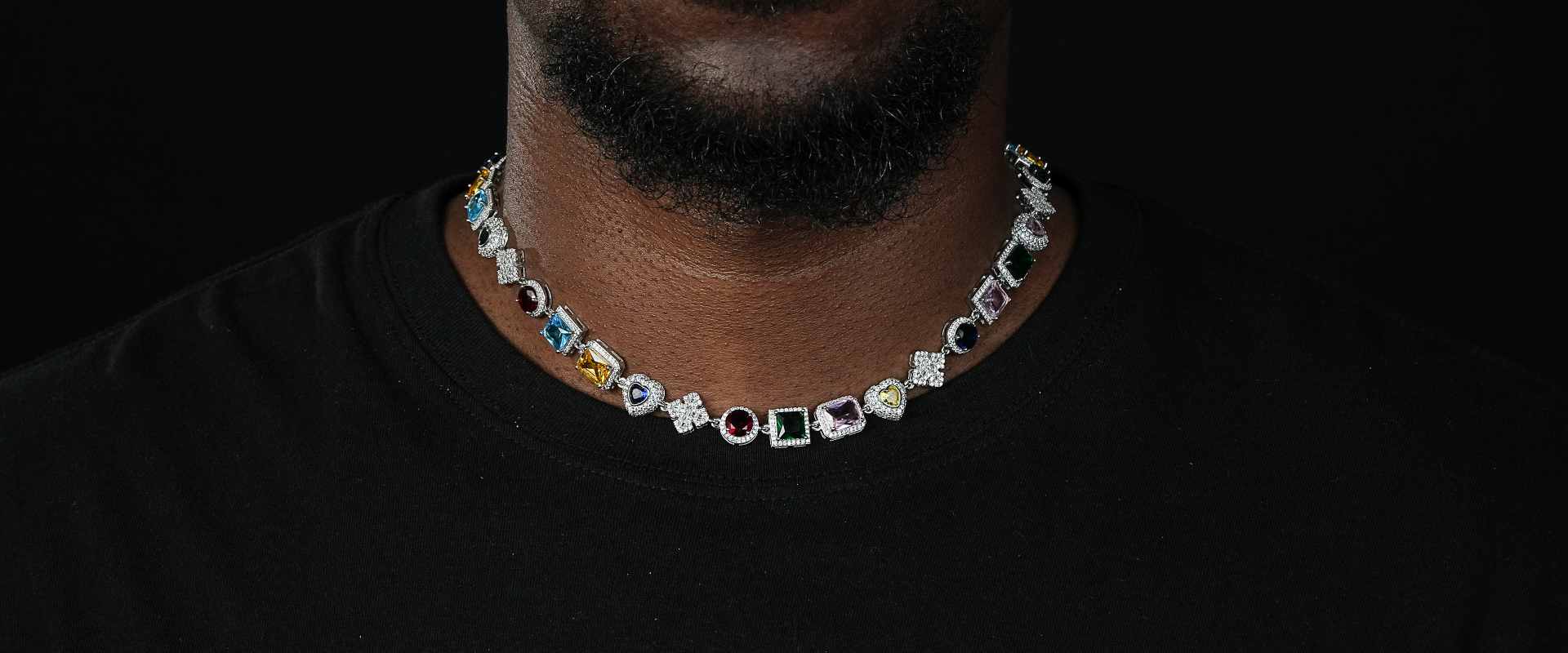 Shining Star Jewelry Gorgeous Colored Gemstones Various Shape Cuts Cross Necklace Shining Star Jewelry Gorgeous Colored Gemstones Various Shape Cuts Cross Necklace