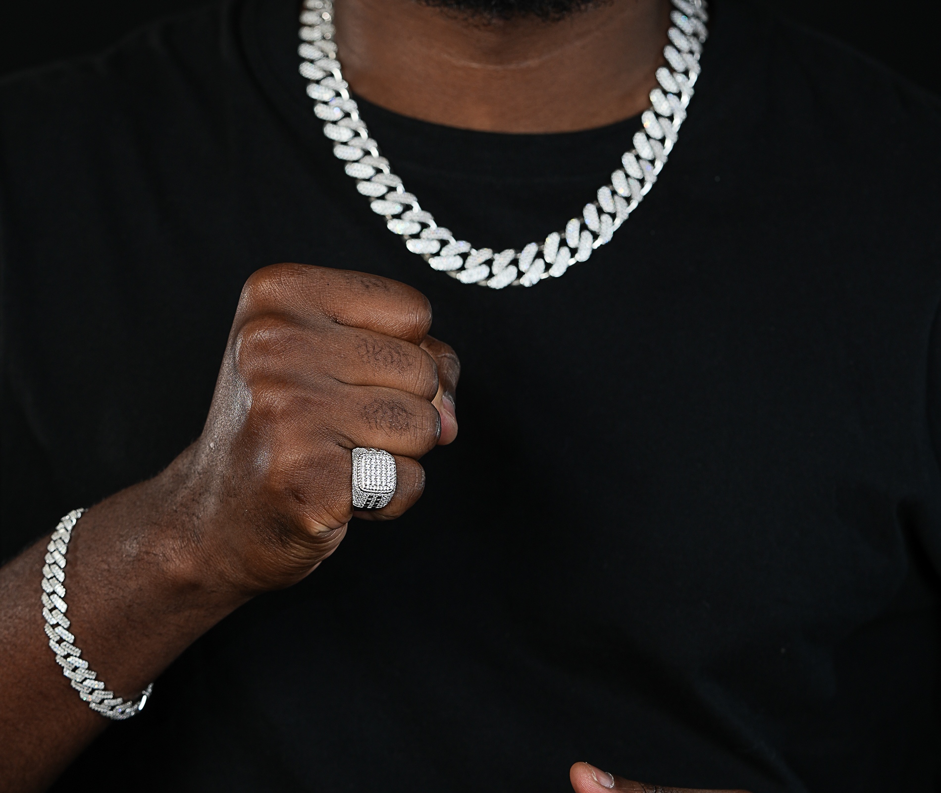 Shining Star Jewelry Adjustable Cubic Zirconia Classic Hip Hop Men Open Ring