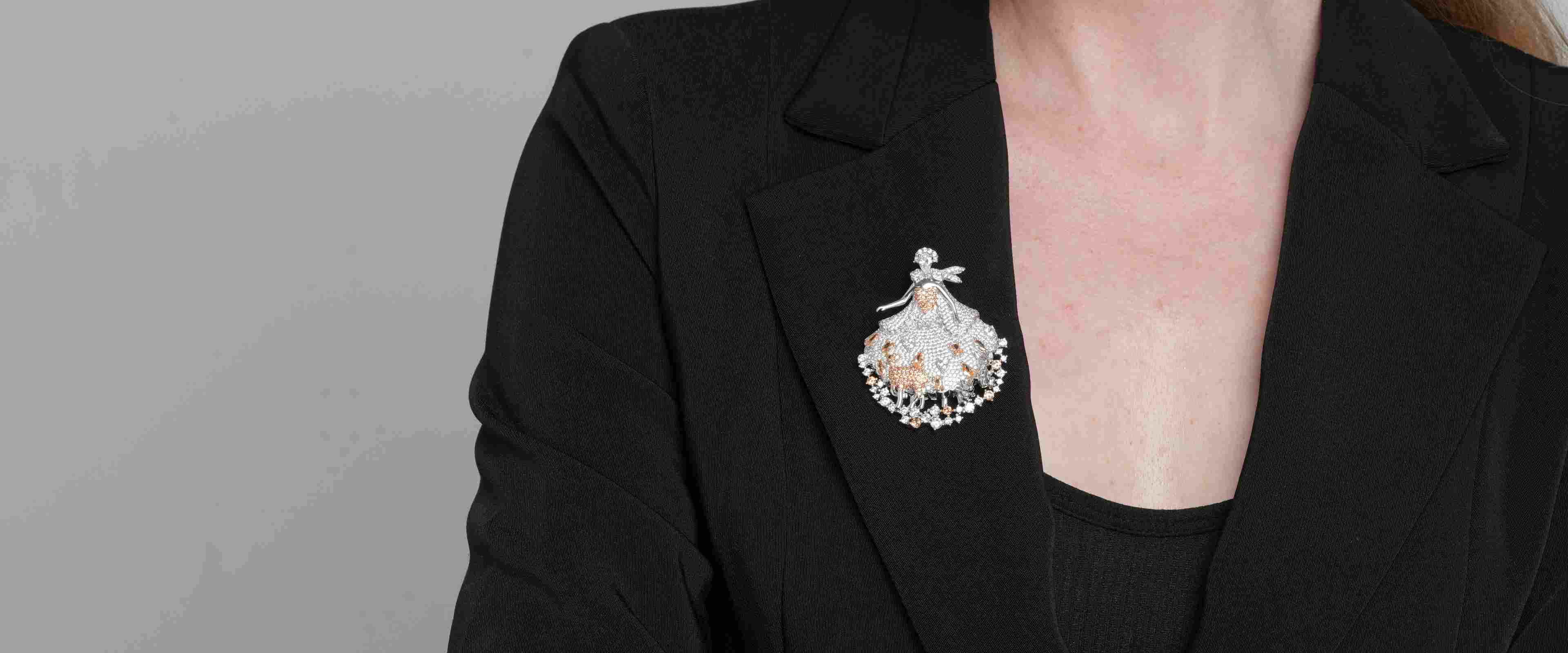 Shining Star Jewelry 925 Silver Exquisite Dancing Girl Brooch