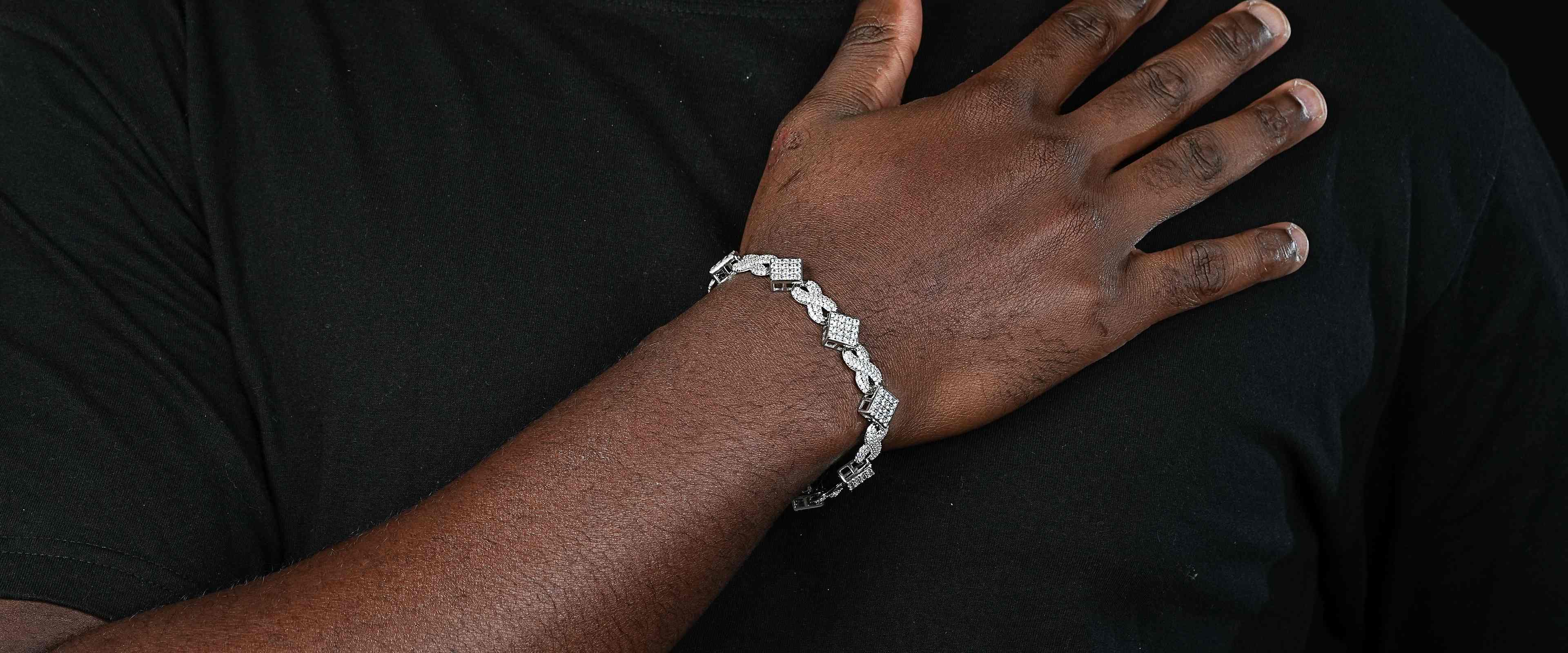 Shining Star Jewelry Micro Pave CZ Silver Hip Hop Street Style Infinity Bracelet