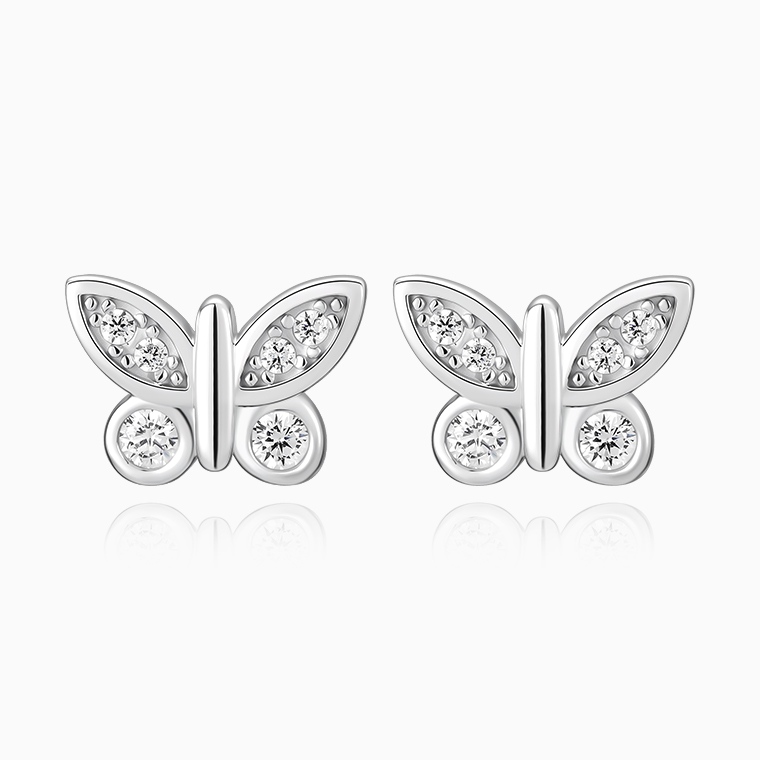 Shining Star Jewelry Women's Sterling Silver Moissanite Butterfly Stud Earrings Shining Star Jewelry Women's Sterling Silver Moissanite Butterfly Stud Earrings