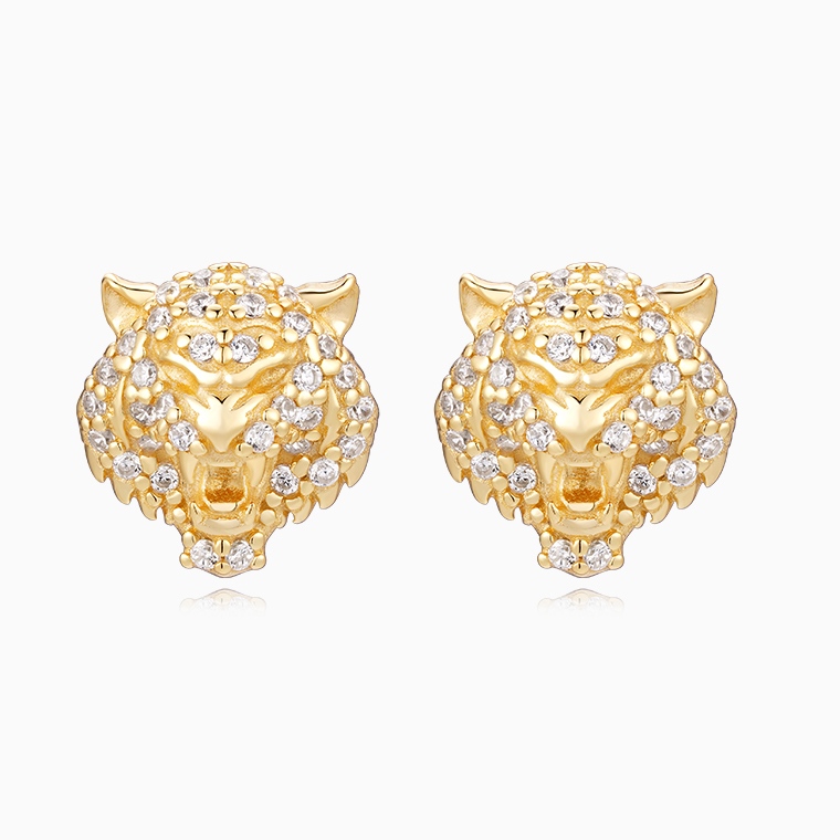 Shining Star Jewelry Mens Exquisite Sterling Silver Zircon Tiger Stud Earrings Shining Star Jewelry Mens Exquisite Sterling Silver Zircon Tiger Stud Earrings