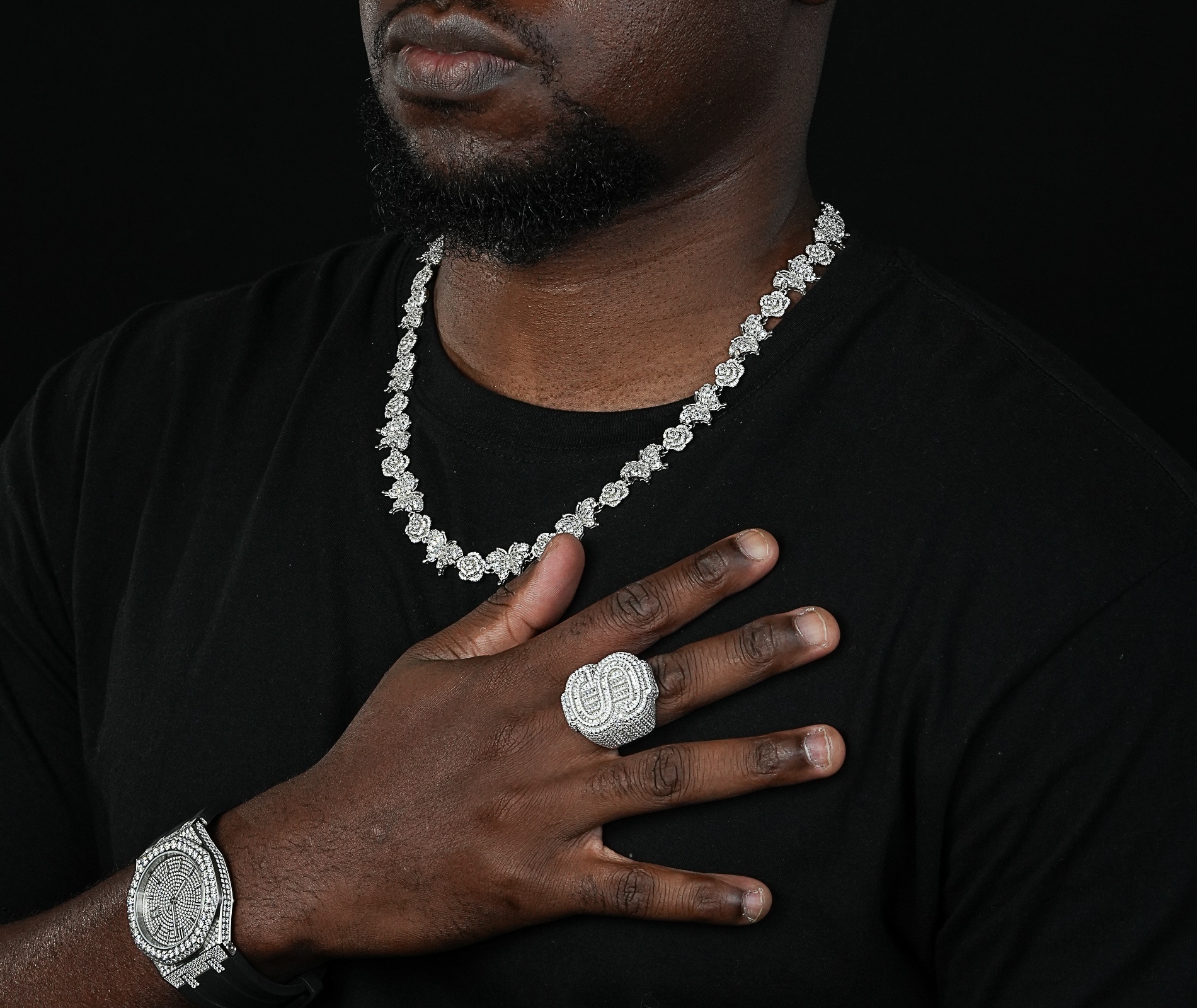 Shining Star Jewelry Diamond Butterfly Rose Silver Chain Necklace For Women