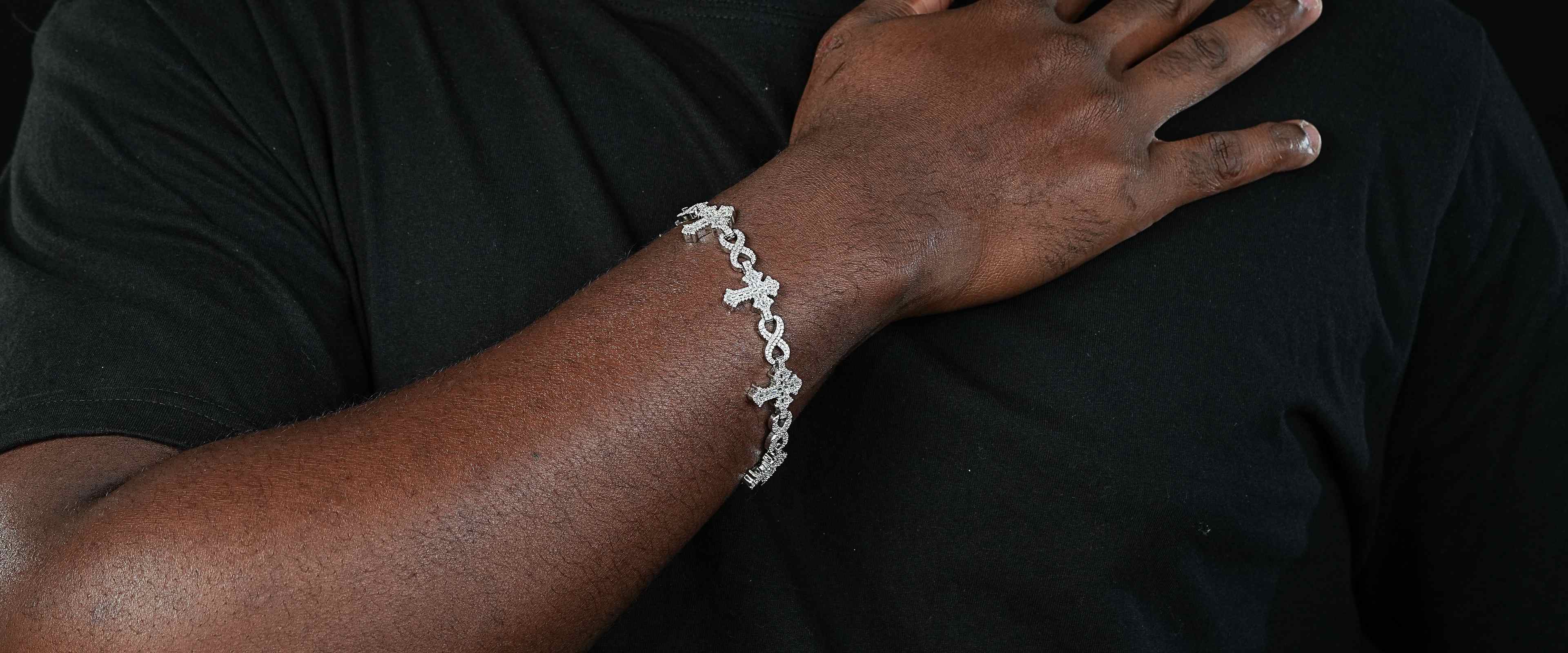 Shining Star Jewelry Baguette Moissanite Gothic Cross Iced Out Infinity Bracelet