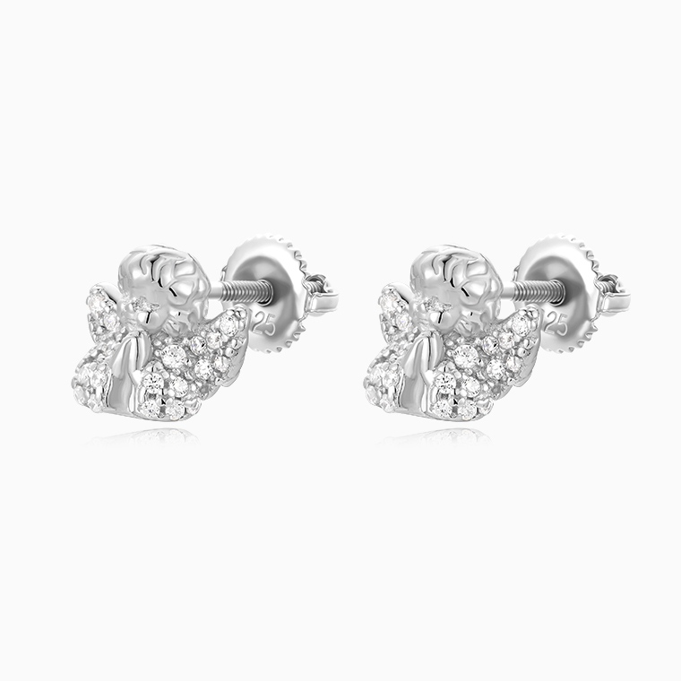 Shining Star Jewelry New Trend Moissanite Mini Cupid Angle Cherub Stud Earrings