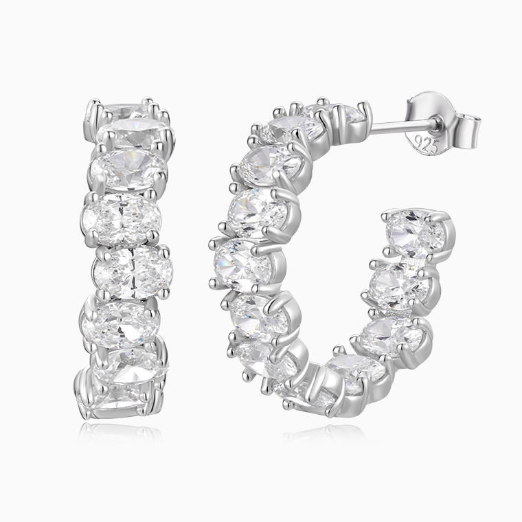 Wholesale 925 Silver Oval Zircon Stud Earrings