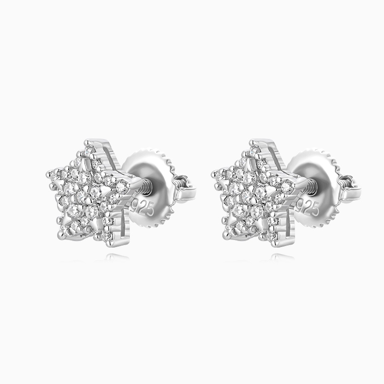 Shining Star Jewelry Fashion Exquisite Moissanite Sparkling Star Stud Earrings