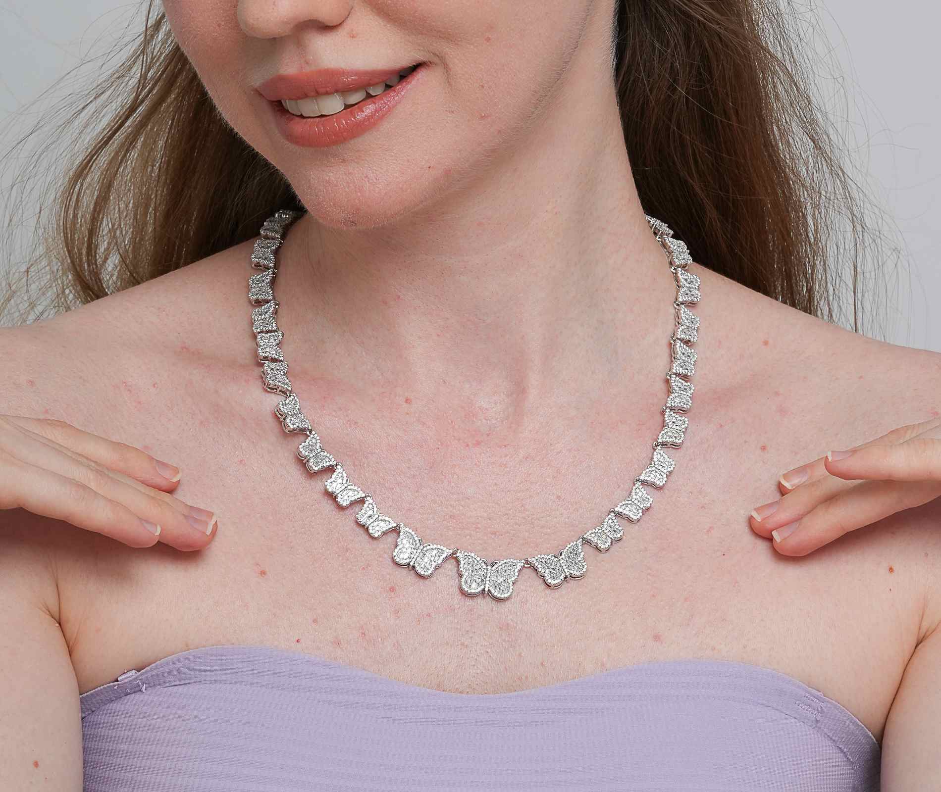 Shining Star Jewelry Luxury Moissanite Baguette Sparkling Butterfly Necklace Shining Star Jewelry Luxury Moissanite Baguette Sparkling Butterfly Necklace