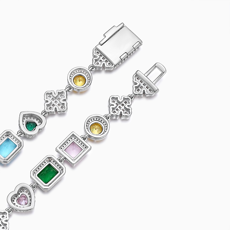 Shining Star Jewelry Gorgeous Colored Gemstones Various Shape Cuts Cross Necklace Shining Star Jewelry Gorgeous Colored Gemstones Various Shape Cuts Cross Necklace