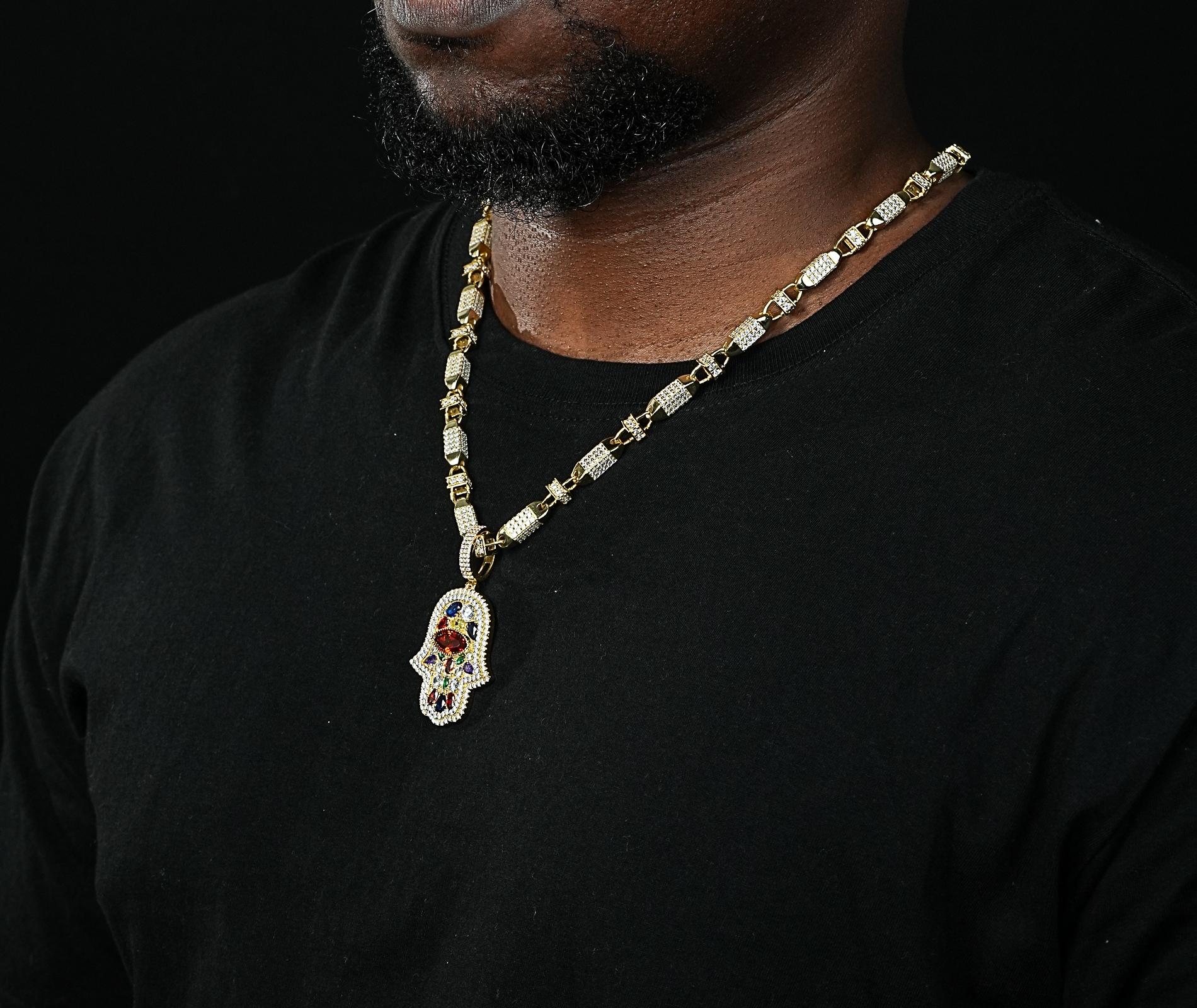 Shining Star Jewelry Turkish Amulet Colored Diamond Evil Eye Hamsa Hand Pendant Shining Star Jewelry Turkish Amulet Colored Diamond Evil Eye Hamsa Hand Pendant