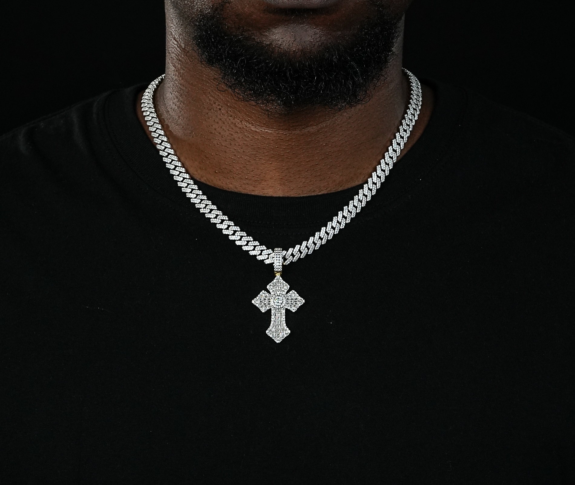 Shining Star Jewelry High Quality Baguette VVS Moissanite Hip Hop Cross Pendant