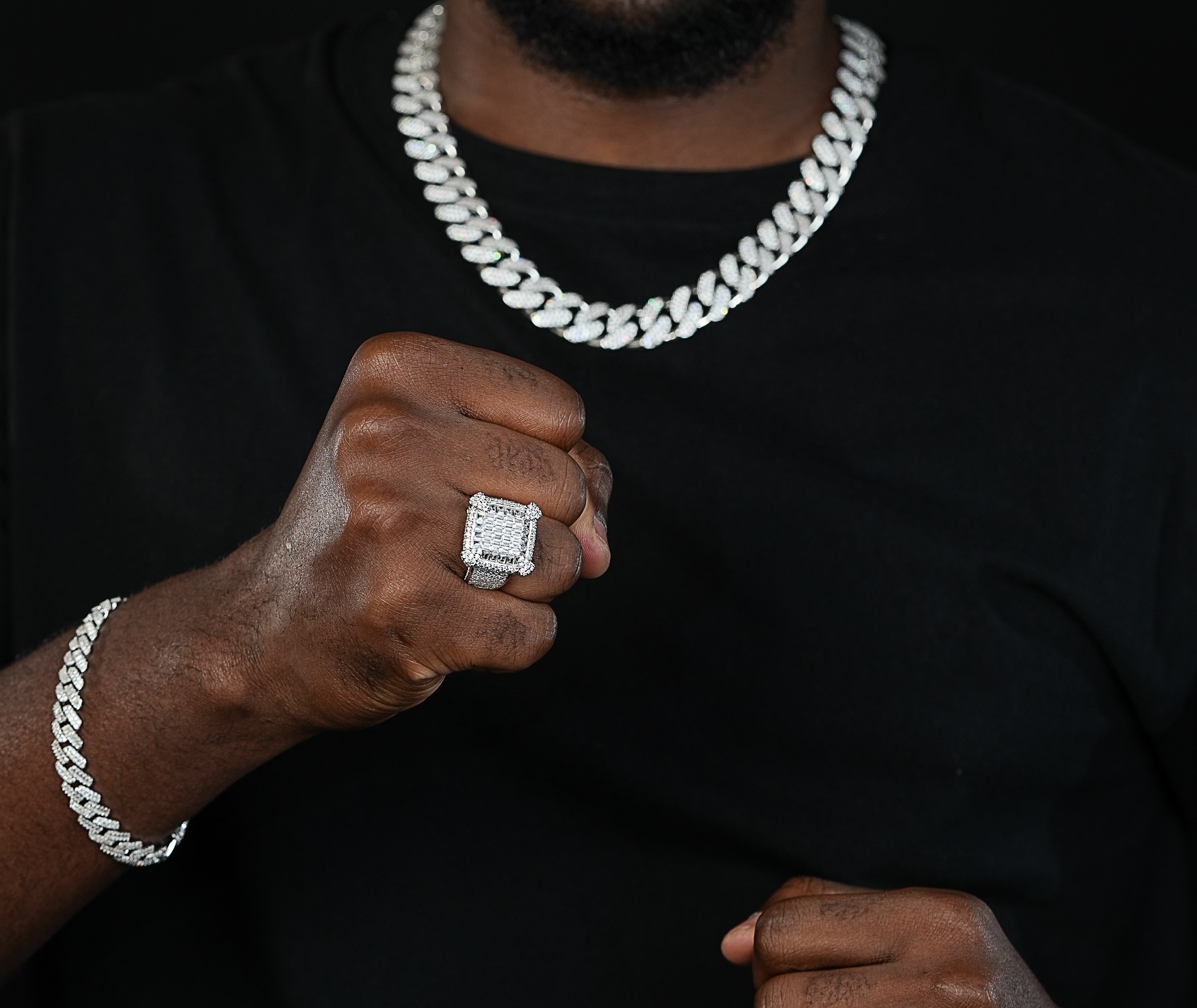 Shining Star Jewelry Baguette Cut Diamond Hip Hop Punk Style Men Big Chunky Ring