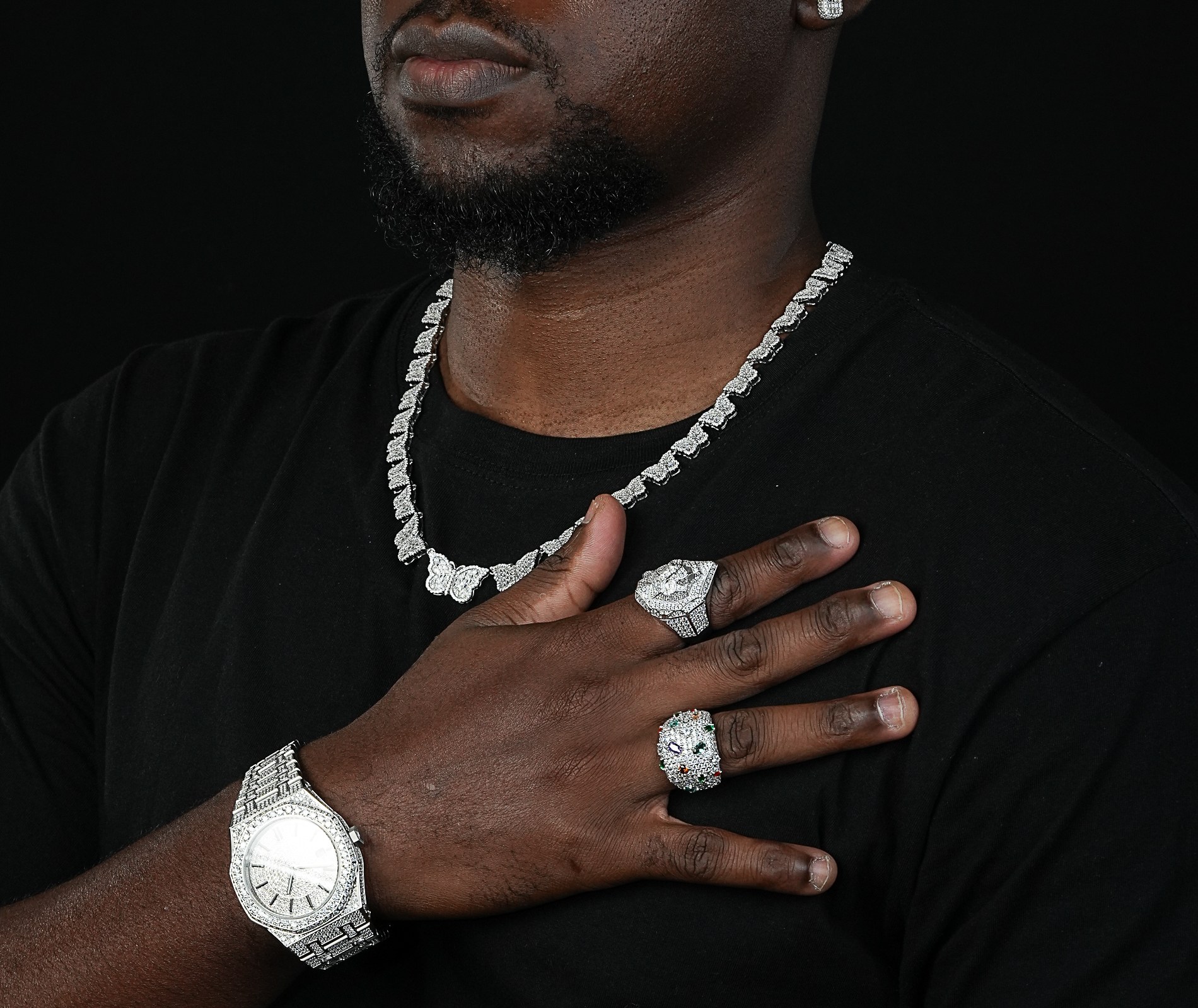 Shining Star Jewelry Bling Moissanite Butterfly Chain Necklace For Women Men