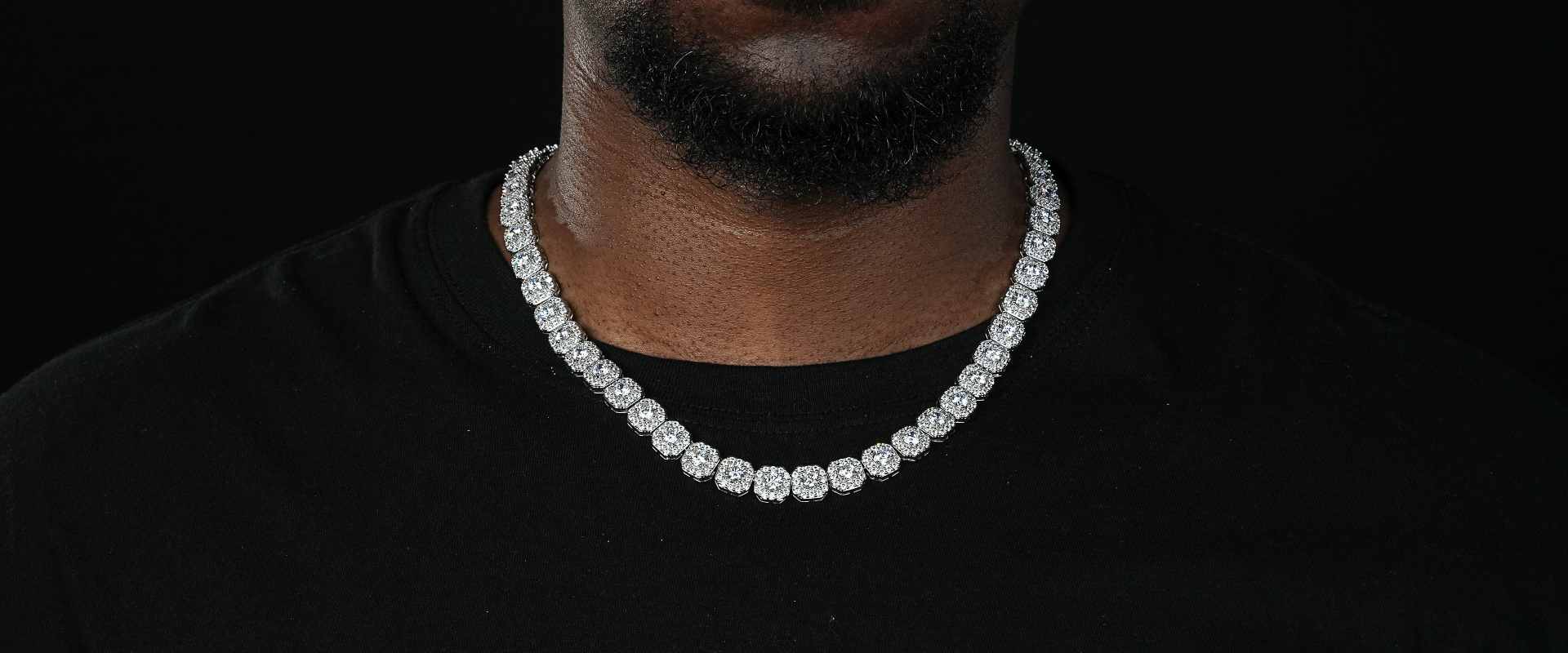 Shining Star Jewelry 925 Sterling Silver Zircon Iced Out Cluster Tennis Necklace