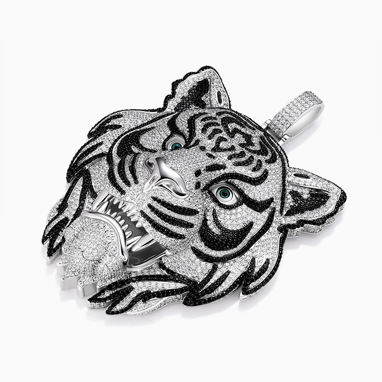 Shining Star Jewelry Custom Animal Tiger Pendant Mens Moissanite Diamond Pendant