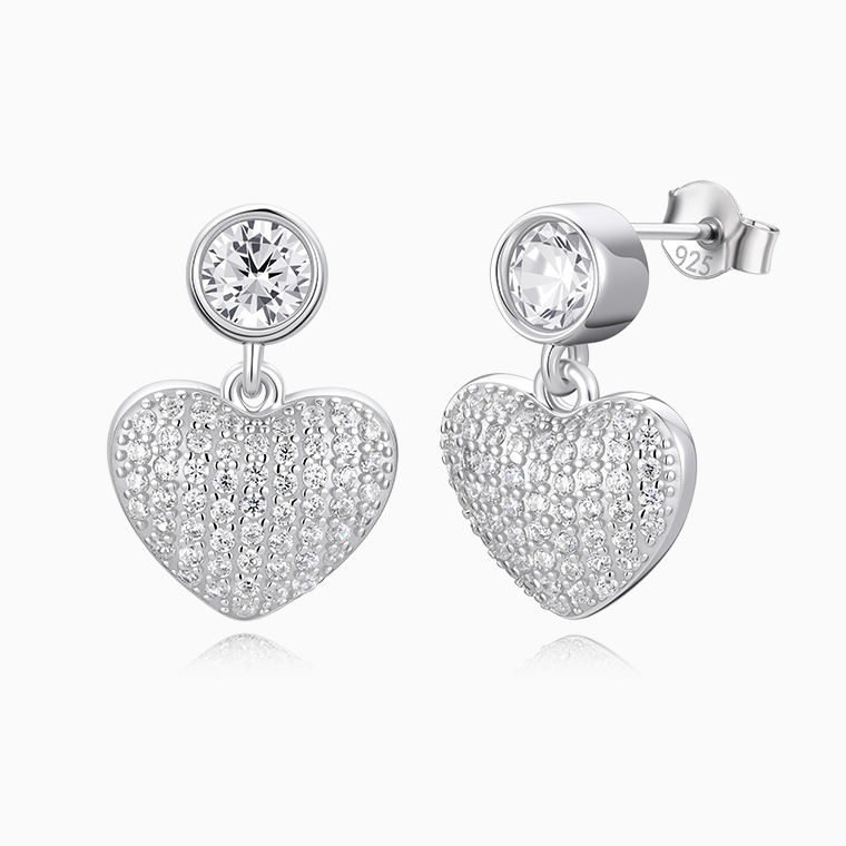 Shining Star Jewelry Women Moissanite Iced Out Dangling Love Heart Stud Earrings | Official website