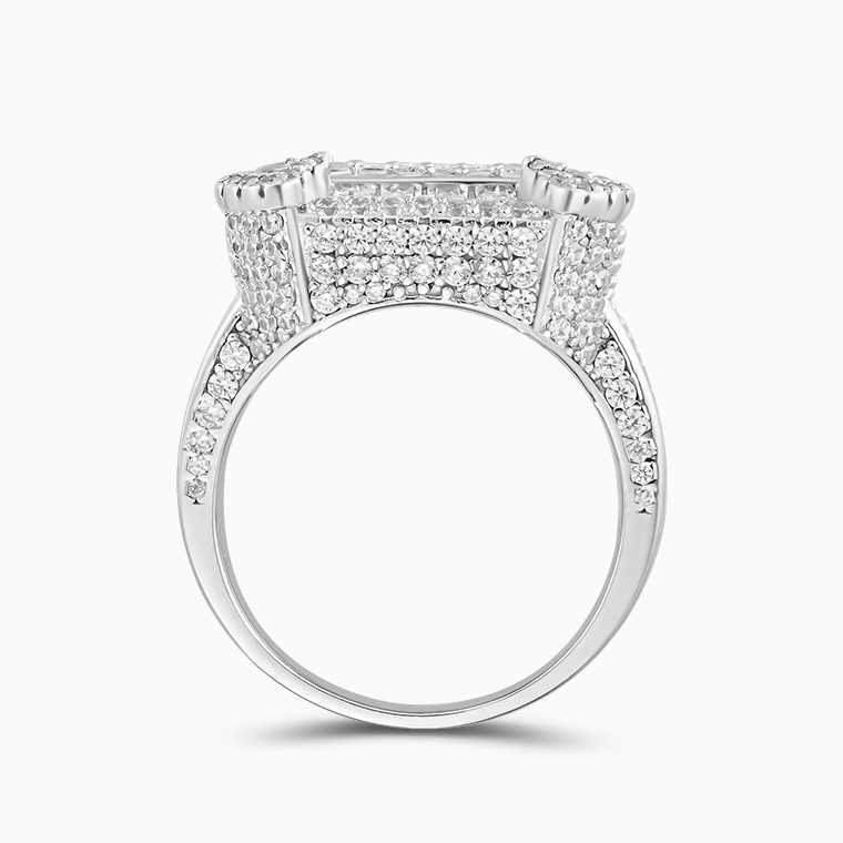 Shining Star Jewelry Baguette Cut Diamond Hip Hop Punk Style Men Big Chunky Ring