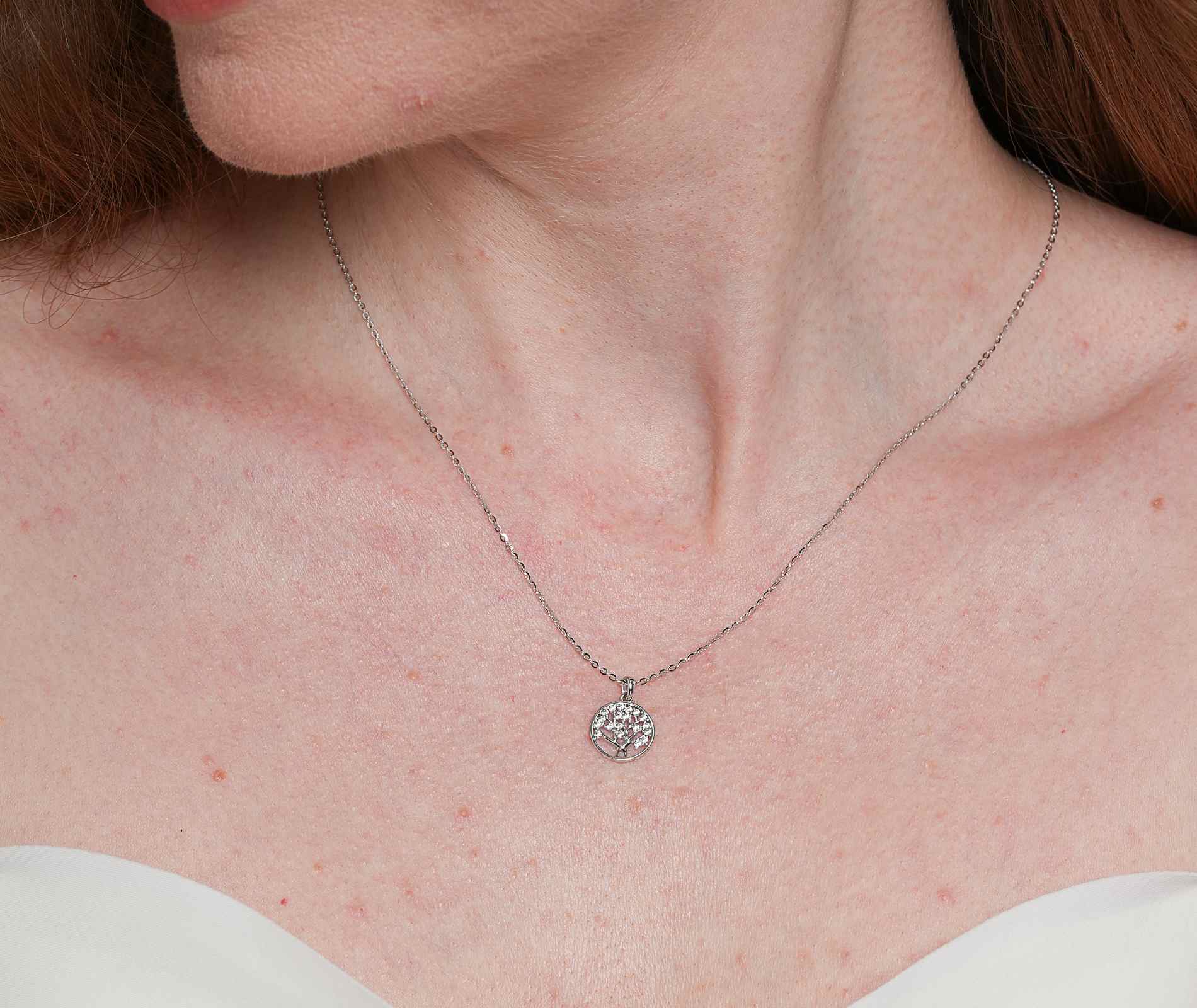 Shining Star Jewelry Women's Adjustable Moissanite Tree Pendant Fine Necklace