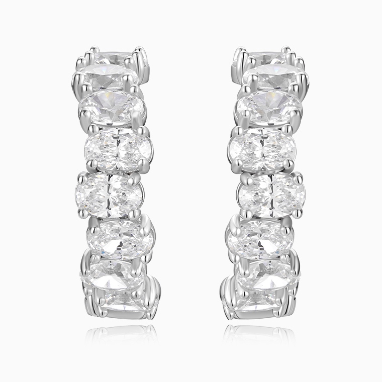 Shining Star Jewelry New Arrival Women Sterling Silver Oval Zircon Stud Earrings Shining Star Jewelry New Arrival Women Sterling Silver Oval Zircon Stud Earrings