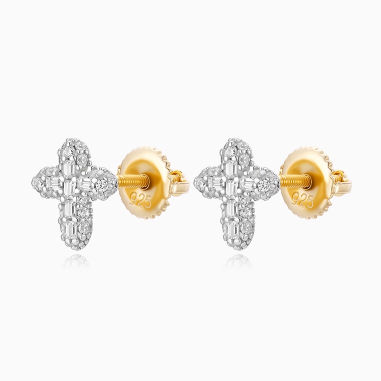 Shining Star Jewelry Religious Classic Mini Crucifix Cross Zircon Stud Earrings
