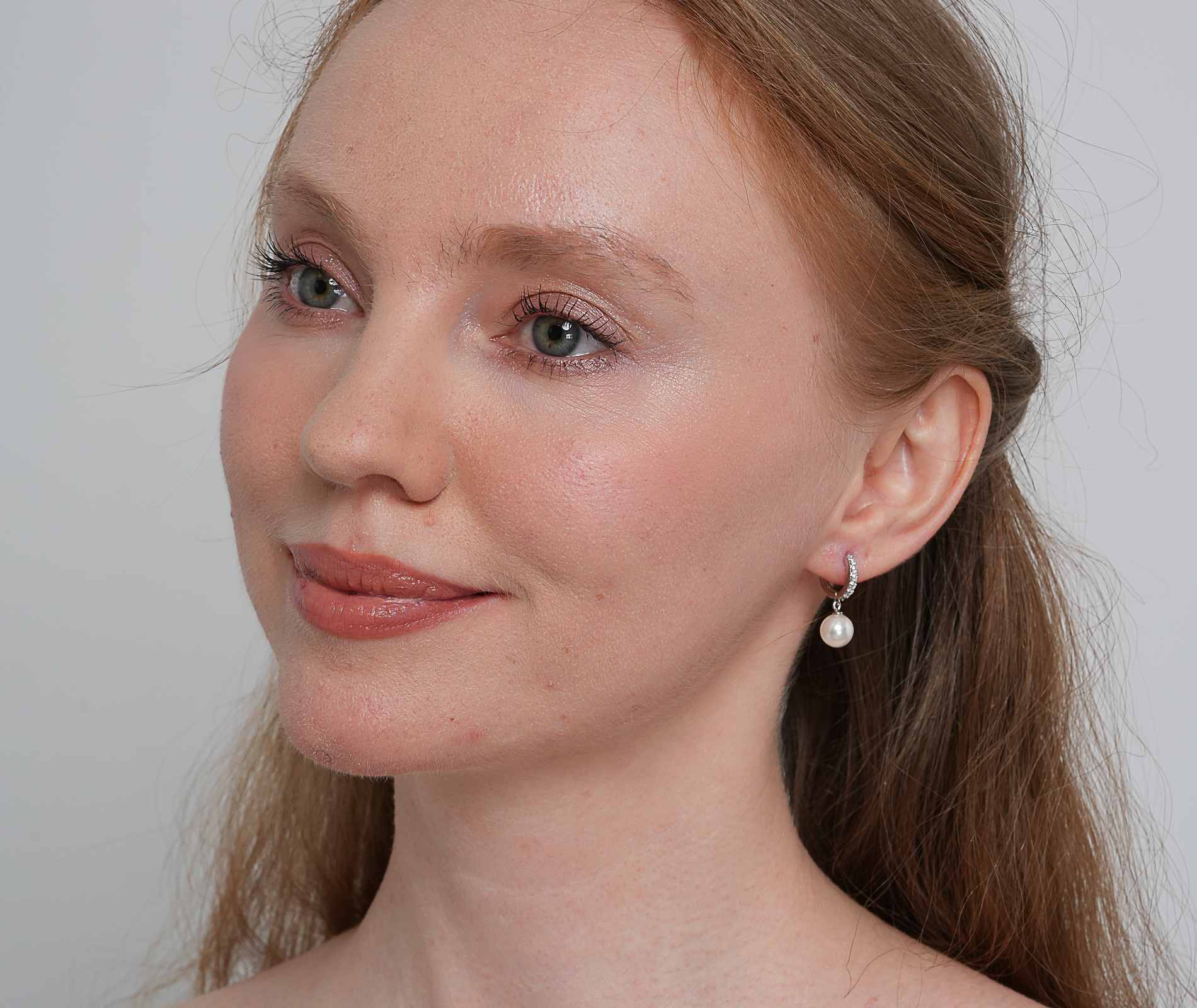 Shining Star Jewelry VVS Moissanite Women's Dangling Pearl Huggies Earrings