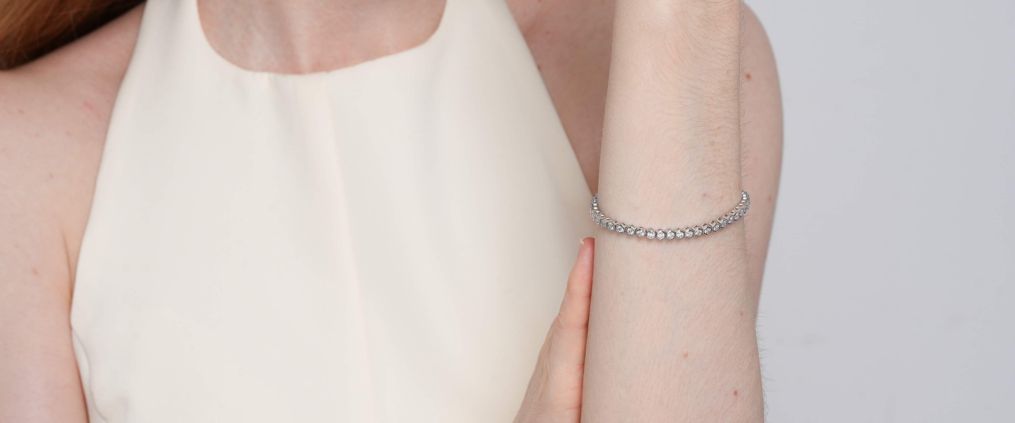 Shining Star Jewelry High Quality Moissanite Bezel Setting Tennis Bracelet Women