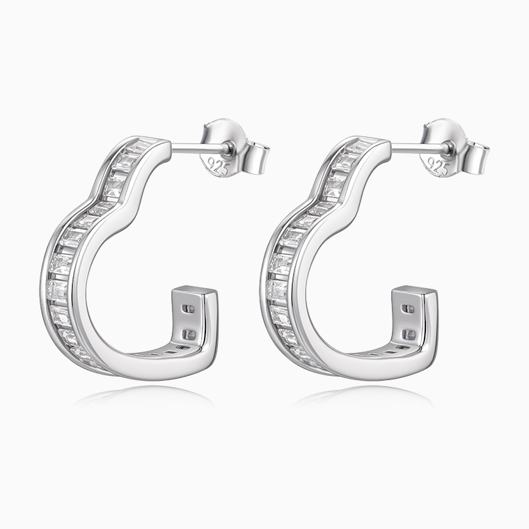 Shining Star Jewelry Unique Design Baguette Diamond CZ Women Heart Stud Earrings Shining Star Jewelry Unique Design Baguette Diamond CZ Women Heart Stud Earrings