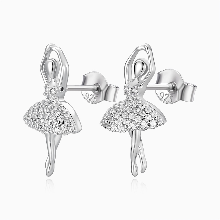 Shining Star Jewelry Dancing Girl Sterling Silver Stud Earrings Jewelry Women