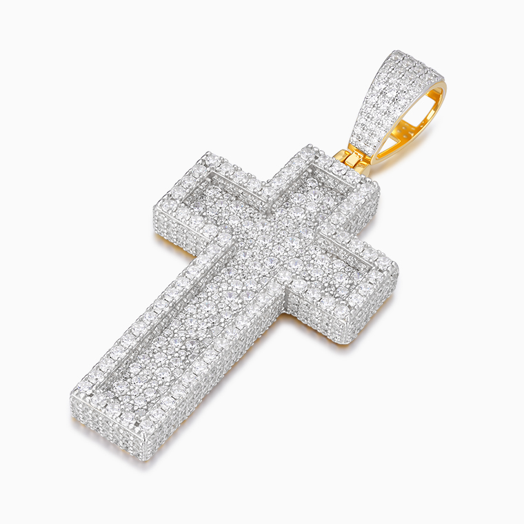Shining Star Jewelry Iced Out Moissanite Gold Plated Cross Pendants