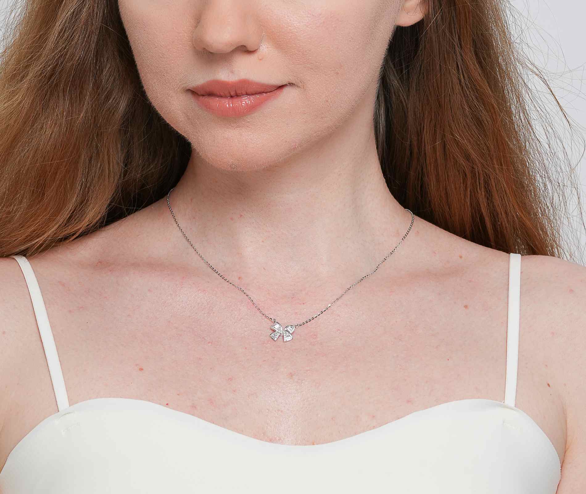 Shining Star Jewelry Adjustable Baguette Zircon Bow Pendant Fine Necklace Women Shining Star Jewelry Adjustable Baguette Zircon Bow Pendant Fine Necklace Women