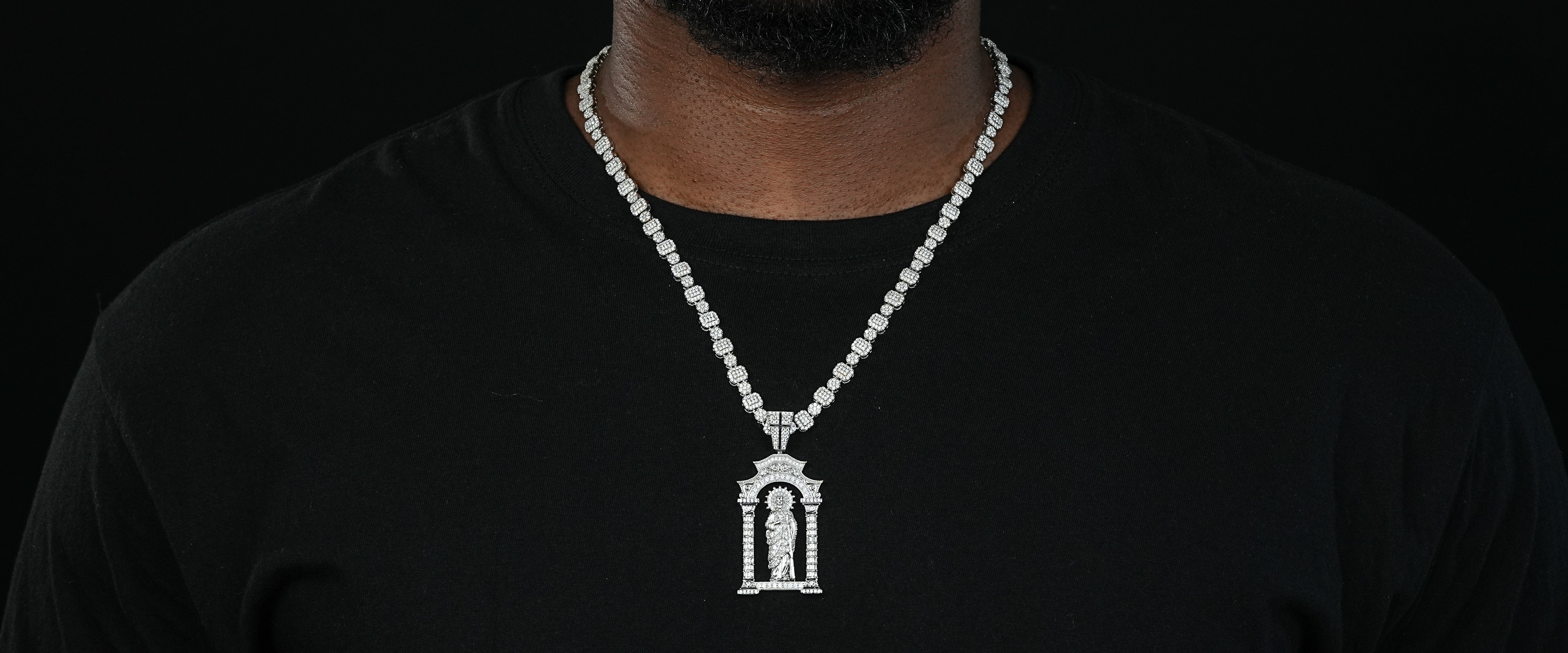 Shining Star Jewelry VVS Moissanite Iced Out 925 Silver San Judas Tadeo Pendant