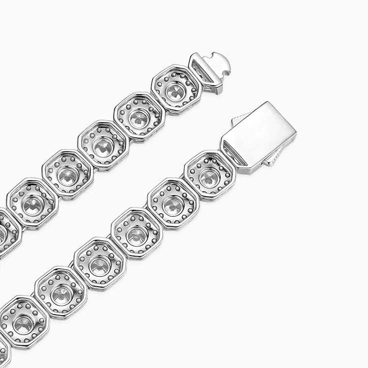 Shining Star Jewelry 925 Sterling Silver Zircon Iced Out Cluster Tennis Necklace