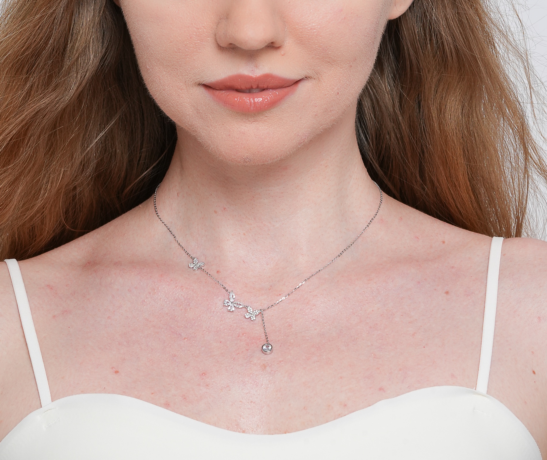 Shining Star Jewelry Fashion Women Necklace Butterfly Zirconia Necklace