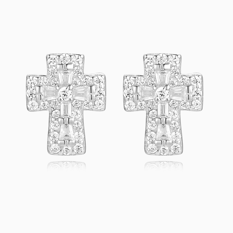 Shining Star Jewelry Hip Hop Rapper VVS Moissanite Mens Cross Stud Earrings