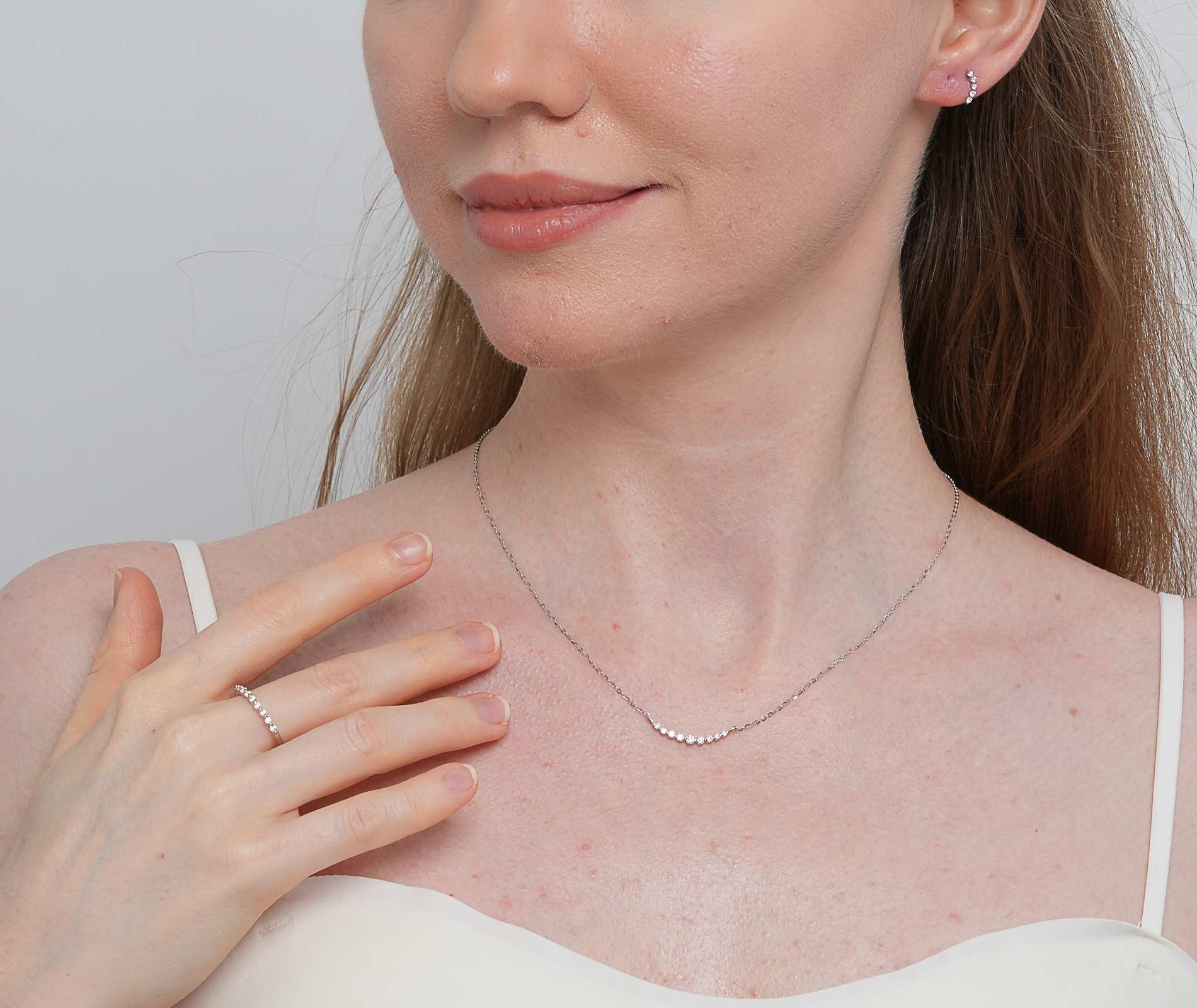 Shining Star Jewelry Women's 925 Silver VVS Moissanite Half Eternity Jewelry Set