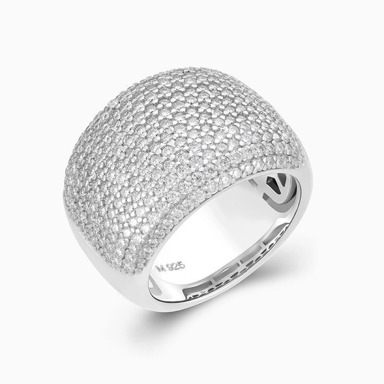 Shining Star Jewelry Women's Iced Out Zircon Chunky 925 Silver Jewelry Set