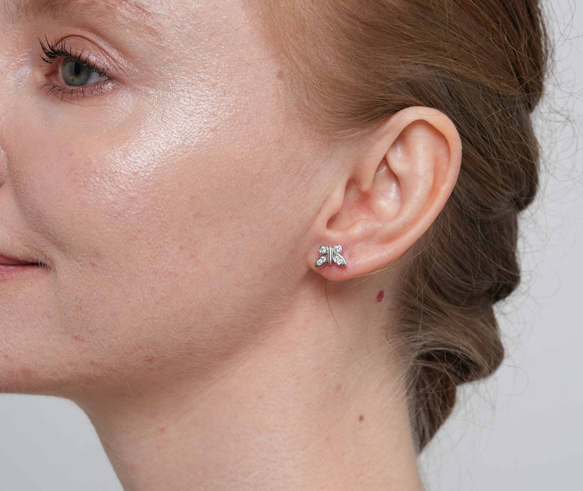 Shining Star Jewelry Women's Sterling Silver Moissanite Butterfly Stud Earrings Shining Star Jewelry Women's Sterling Silver Moissanite Butterfly Stud Earrings