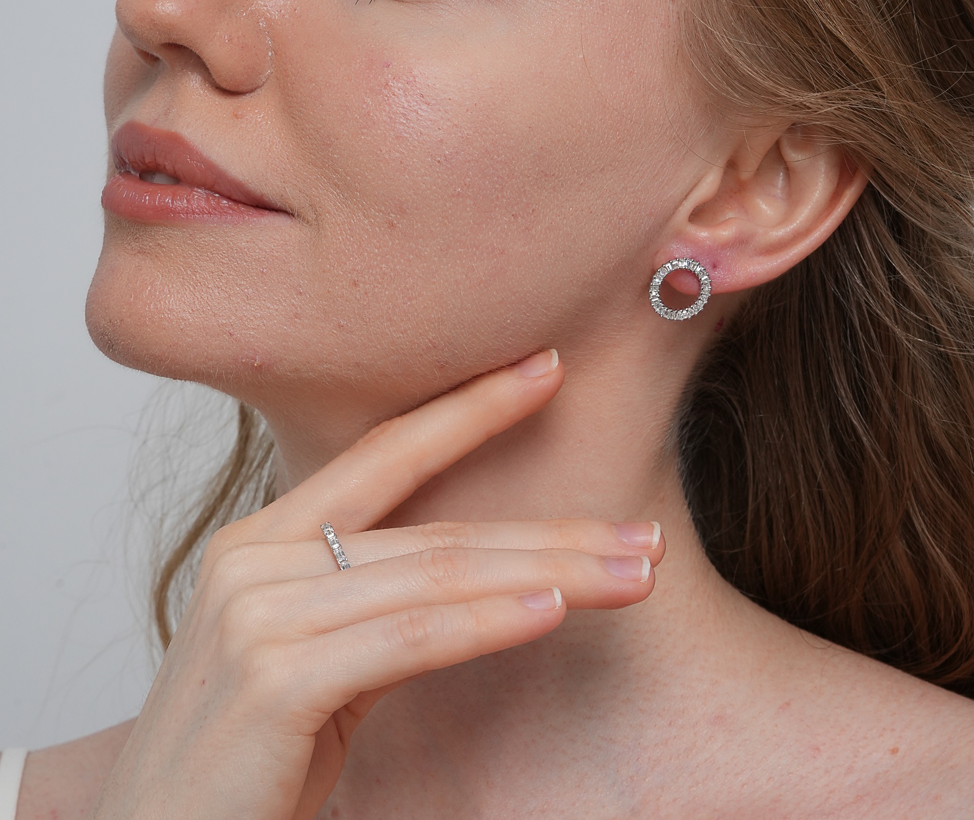 Shining Star Jewelry Baguette Tennis Ring Fine Silver Jewelry Sets For Women