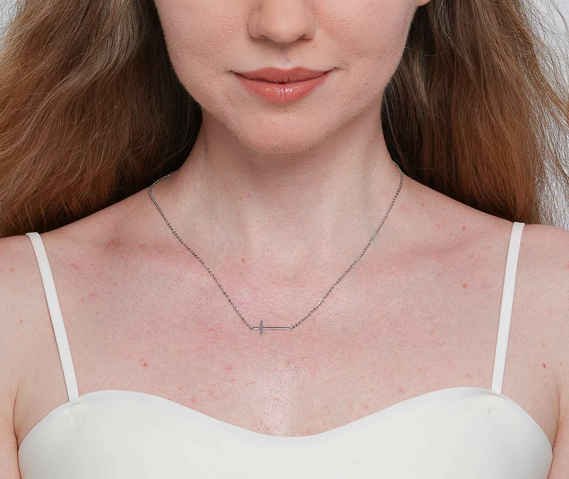 Shining Star Jewelry Adjustable Smooth Cross Charms Pendant Fine Necklace Women