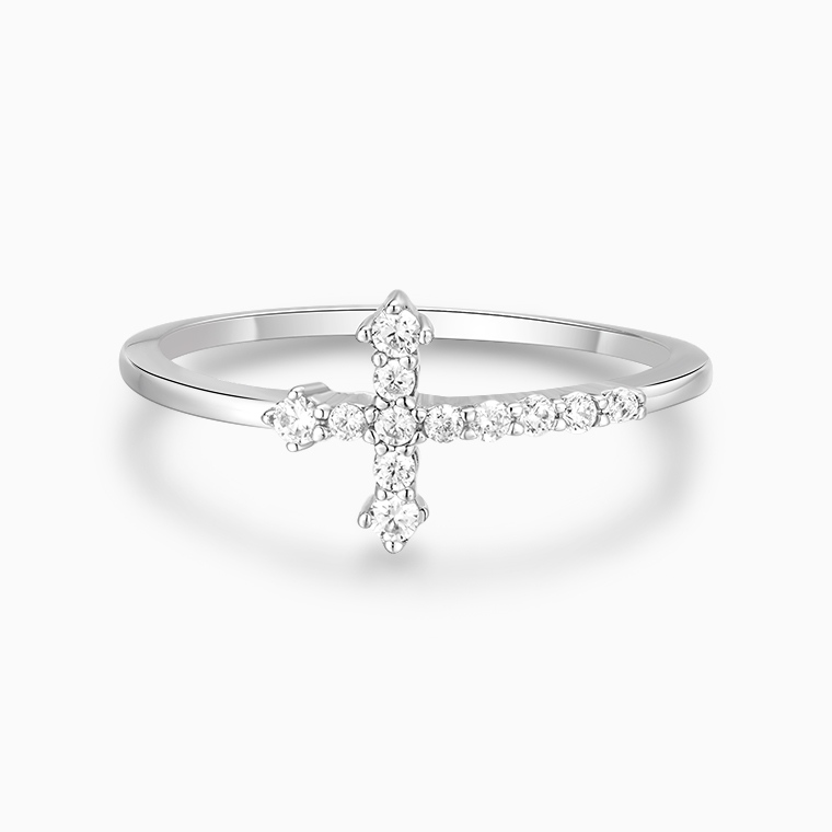Shining Star Jewelry Simple Style 925 Sterling Silver Zircon Cross Ring Women Shining Star Jewelry Simple Style 925 Sterling Silver Zircon Cross Ring Women
