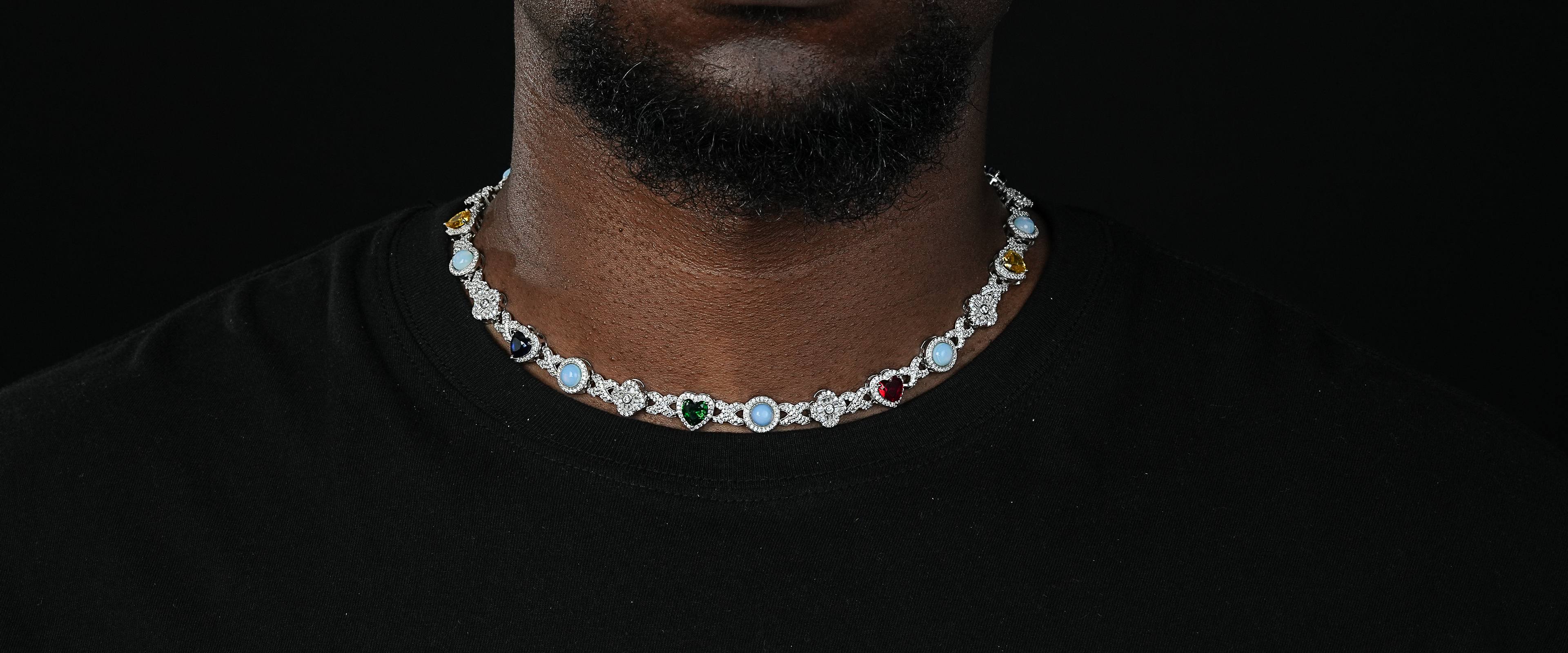 Shining Star Jewelry Luxurious Four Leaf Clover Opal Moissanite Infinity Necklace